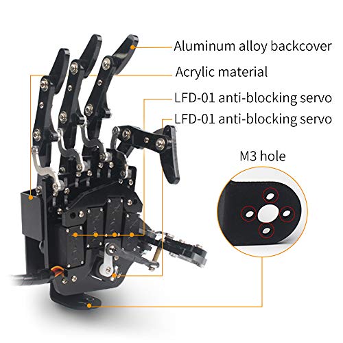 Robot Hand Five Fingers Solely Movement Bionic Robot Mechanical Arm DIY, Left Hand - style: Left Hand