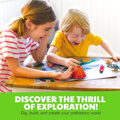 4M | STEAM Dinosaur World Exploration| Hands-On Science Kit with Dinosaur Figures & Fossil Experiments for Kids Ages 5+ - Educational Paleontology Toy Gift - style: Dinosaur World