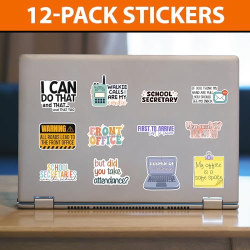 MAIANEY School Secretary Sticker Pack 12pcs – Funny Office Stickers for School Front Desk, Secretary Appreciation Gifts, Classroom Office Humor Vinyl Decals for Laptop Water Bottle Decor, 3x3 Inch - color: School Secretary