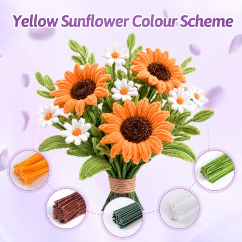 800 PCS Pipe Cleaners Flowers Kit for DIY Flowers & Crafts with 14 Colors