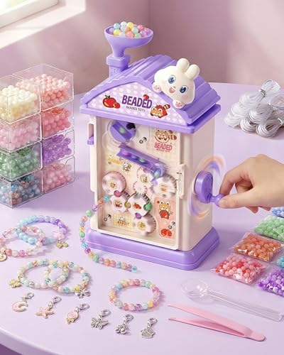 Eohemeral Bracelet Making Kit for Girls Ages 6-12, Manual Bead Spinner with 800 Beads, DIY Friendship Bracelet Maker, Built-in Storage & Bead Recycler, Kids Crafts Toy No Batteries Required (Purple) - color: Purple