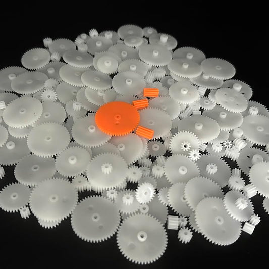 200PCS White Plastic Gears Module 0.5 Gears for DC Motor DIY Model Toys RC Car Robot Gear Replacement Electric Motor Gears