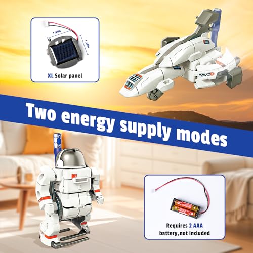 Nilez 6-in-1 STEM Robot Kit for Kids Ages 10 and up, Solar and Battery Powered Engineering Toy, DIY Robotics Science Experiment Set, Building Toys, Educational Birthday Gift for Boys Girls - color: White