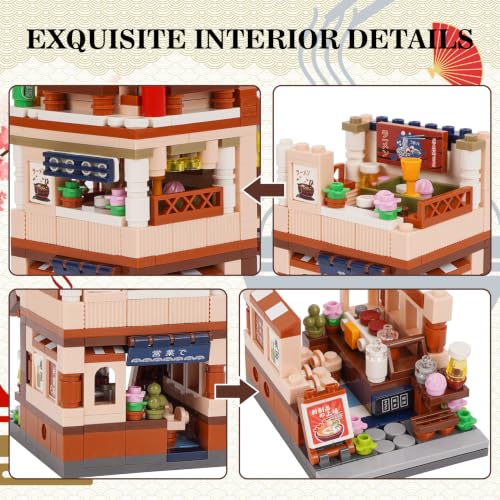 Oichy Building Blocks Set Street View City Mini Building Blocks MOC Creative STEM Toys Japanese House Model Simulation Mini Bricks Sets Construction Toy for Home Decoration and Gift (Mini Ramen Shop) - color: Mini Ramen Shop