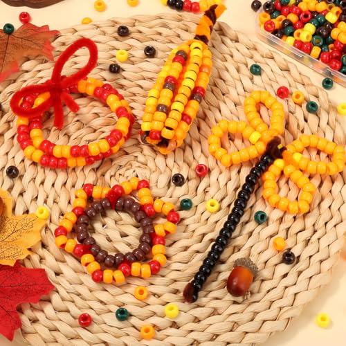 XIANNVXI 10Colours Fall Pony Letter Beads Set Friendship Bracelet Making 500pcs Red Orange Yellow Green Brown Pony Beads Bulk - color: Fall