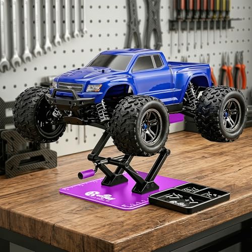 RC Stand Lift Lower with 3-Slot Screw Tray for 1/8 1/10 1/12 Scale, Purple - color: Purple, With 3-slot Screw Tray