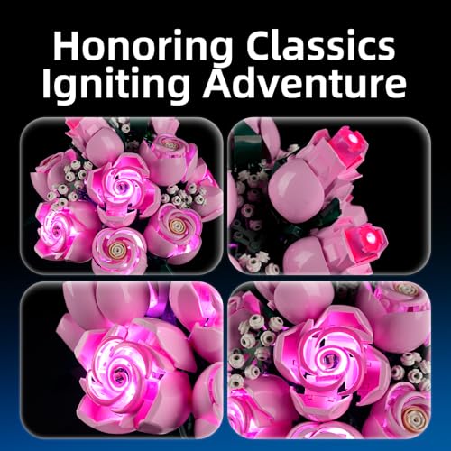 YEABRICKS LED Light for Lego-10374 Botanical Bouquet of Pink Roses Building Blocks Model (Building Set NOT Included) - style: Only Light Bouquet of Pink Roses