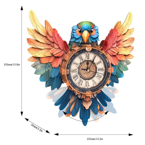 3D Puzzles for Adults, Parrot Wall Clock 3D Wooden Puzzles Clock Kits for DIY Birthday Gift for Women Men Home Decor Holiday Christmas - color: Parrot