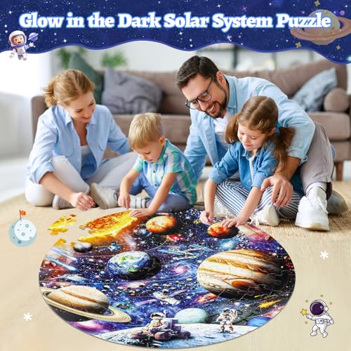 DIGOBAY Glow in The Dark Solar System Jigsaw Puzzles for Kids Ages 4-8 - style: Glow-in-the-dark Space