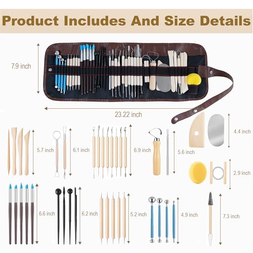 CeeVian Pottery Sculpting Tools Set 40PCS Clay Carving Tools - color: Wood-40PCS
