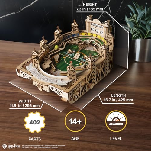 UGEARS Harry Potter Quidditch Pinball Machine - 3D Wooden Puzzles for Adults to Build, Mechanical Wooden Model Kits, Wood Brain Teaser Puzzles, Harry Potter 3D Puzzle Pinball Game for Christmas