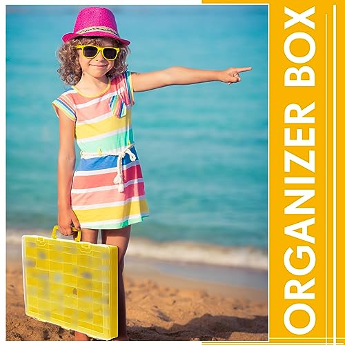 Juexica 2 Pcs 48 Grid Plastic Bead Storage Organizer Box, Yellow - color: Yellow
