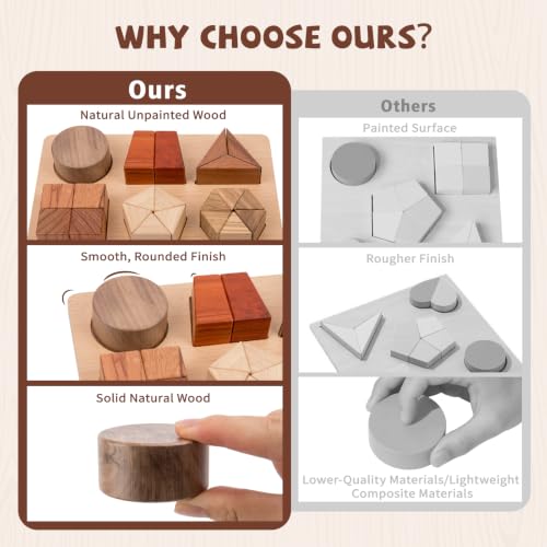 Montessori Wooden Fraction Puzzle Toy for Ages 3+,Fraction Manipulatives