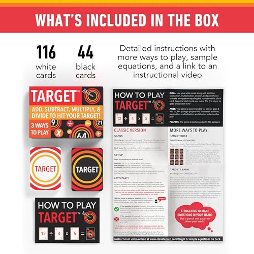 Elevate Prep Target Math Game | A Teacher-Recommended, Fast-Paced Mental Math Game for Practicing Addition, Subtraction, Multiplication, & Division | Ages 8+
