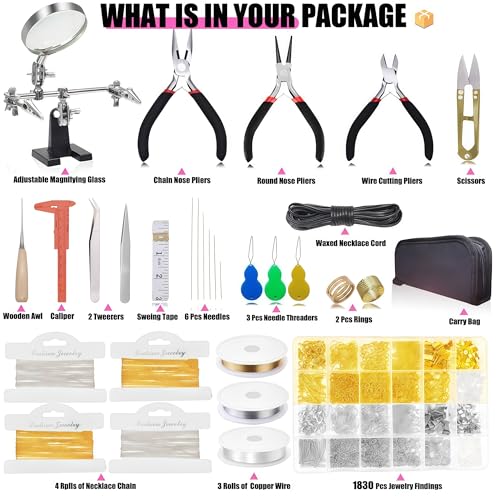MONVICT Jewelry Making Supplies Kit with Jewelry Making Tools, Findings