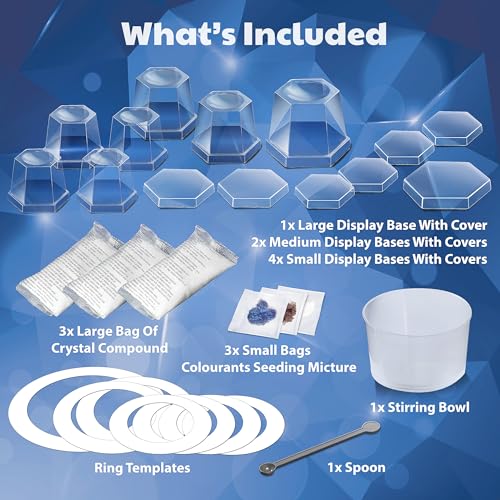 4M 7 Crystal Growing Science Experimental Kit with Display Cases - Easy DIY STEM Toy Lab Experiment Specimens, Educational Gift for Kids, Teens, Boys & Girls - style: 7 Crystals