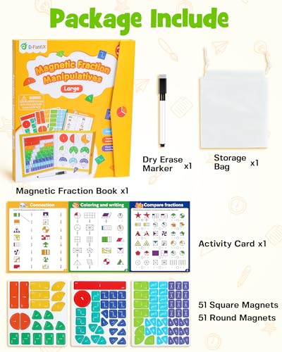 Large Magnetic Fraction Playbook, Montessori Fraction Manipulatives, 10.2in