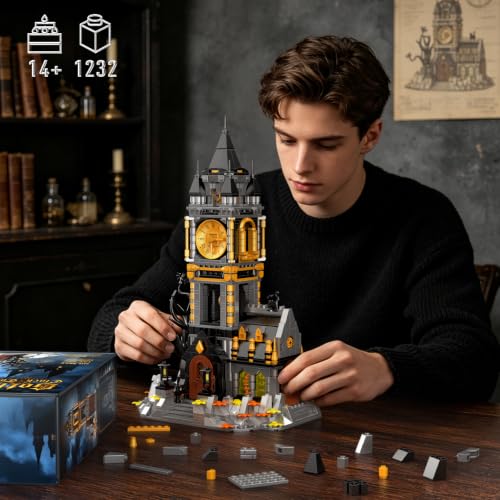 Vziimo Magic Clock Tower Building Set, Gothic Haunted House Decor Model Kit with Black Cat & Animals, Medieval Castle MOC Creator Gift for Adults Teens Age 14+ (1232 PCS) - style: Clock Tower