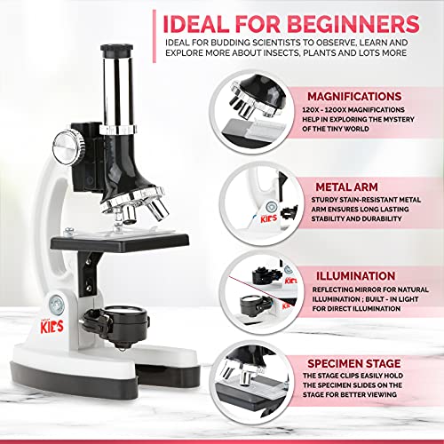 AmScope M30-ABS-KT1-W-WM 1200X 48-pcs Microscope Kit with Slides, LED