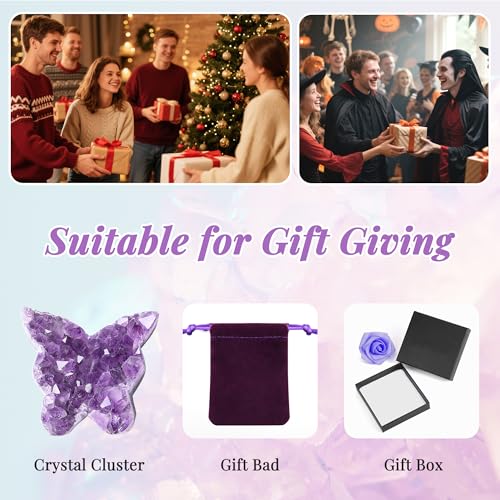 ZHIYUXI Butterfly Gifts Crystal Butterfly Cluster Amethyst Healing Crystals - color: U# Butterfly