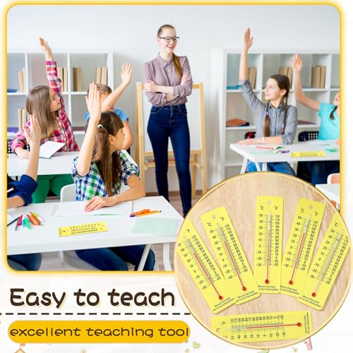 Maitys 50 Pcs Science Thermometers Mercury Free Student School Supplies Boiling Point Dual Scale Thermometers for Classroom Teaching Tools (Yellow) - color: Yellow