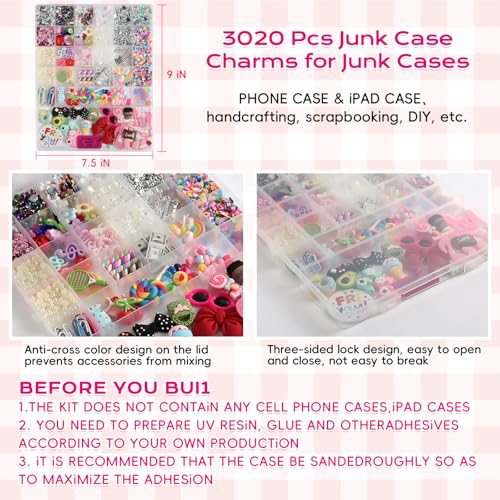 EIiovcnya 4980 Pcs Junk Phone Case Charms Kit with DIY Nail Charms - color: Multicolor