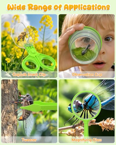 Bug Catcher for Kids,Kids Microscope,3-in-1 Insect Catching Kit for Kid - color: Green