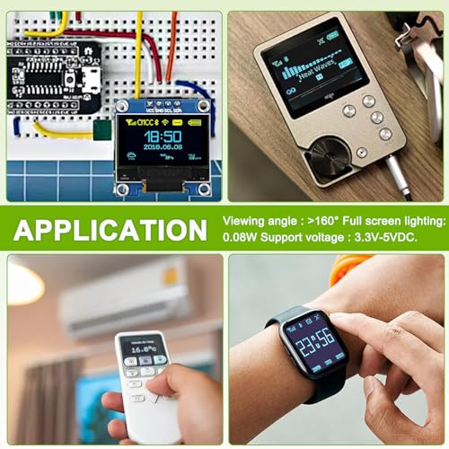 5 Pack 0.96 inch OLED IIC Display Module 128x64 Pixel Mini Self-Luminous Display Screen Board for Arduino Projects Raspberry Pi with Wire(Blue and Yellow) - color: Blue and Yellow