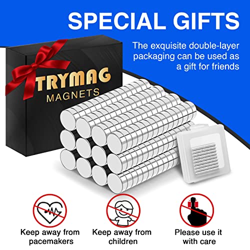 TRYMAG 180Pcs Small Strong Neodymium Magnets - color: Silver, size: 5x2mm-180Pcs