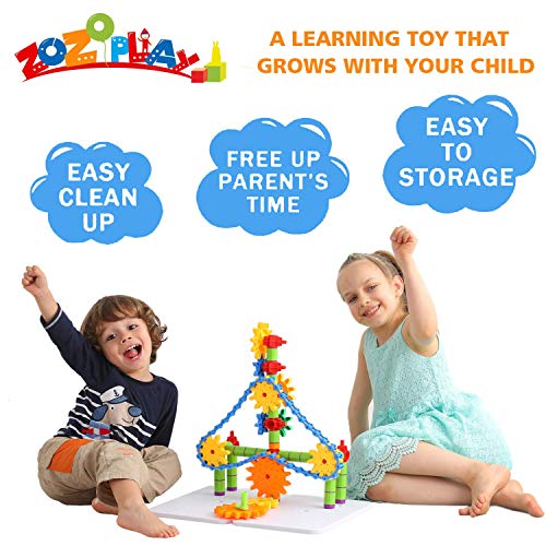 ZOZOPLAY 170-Piece STEM Gear Building Set for Kids, Create Moving Machines
