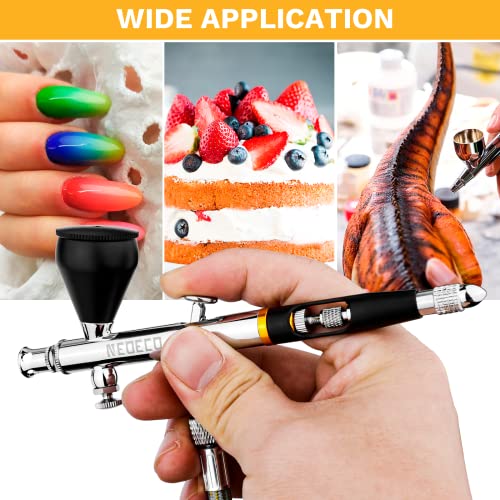 NEOECO SJ83 Airbrush, Self-Centring Plug-in Nozzle,0.2, 0.3 & 0.5mm Nozzle Sets and 1/3 oz Cup, Dual-Action Gravity Feed Airbrush with 1/3 oz,2/3 oz,4/3 oz Replacement Cups (Black) - color: BLACK