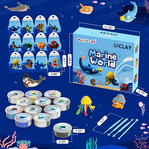 Aestd-ST Air Dry Clay Kit - Ocean Theme, Modeling Clay for Kids - color: Marine World