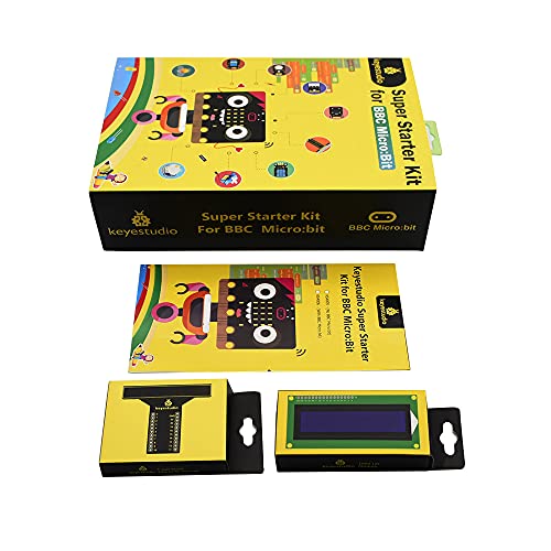 KEYESTUDIO Super Starter Kit for Microbit V2 V1.5 STEM Learning|Without Micro:bit Board, 40 Lessons Tutorial, with T-Breakout Board, Breadboard, LCD Display etc. Educational Kit for Beginners 15+