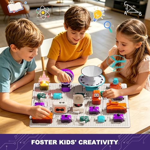 VATOS Science Circuit for Kids Ages 6-12, 68PCS Electronics Building Kit with 450+ STEM Projects, Rotational Imaging, Sound Recording & Playback, Dual Power STEM Educational Toys for Boys Girls