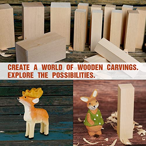 Basswood Carving Blocks, 16PCS Whittling Wood Blocks Kit with 2 Different Sizes, Easy to Use, for Kids and Adults - color: 16 PCS