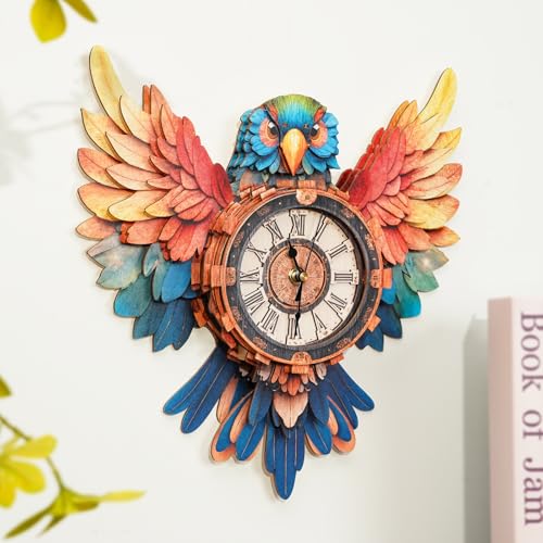 KAAYEE 3D Puzzles for Adults Parrot Clock Bird Wooden Puzzle DIY Craft - color: Parrot Clock