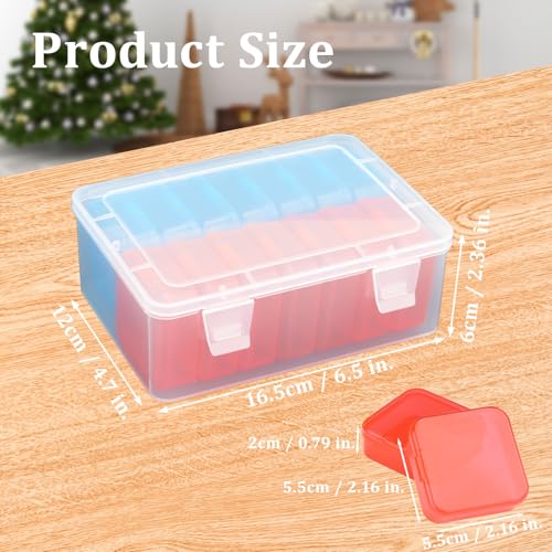 Mathtoxyz Small Bead Organizers(Red, Blue), 15 Pieces Plastic Storage Cases Mini Clear Bead Storage Containers Transparent Boxes with Hinged Lid and Rectangle Clear Craft Supply Case - color: BlueRed - 1P