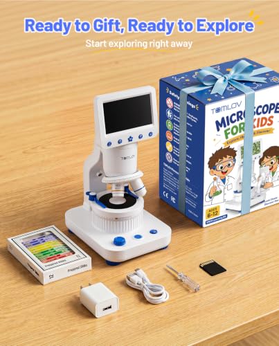 TOMLOV DM302K Microscope for Kids, 800X Science Kit, 4.3" Screen STEM Toy - color: Blue