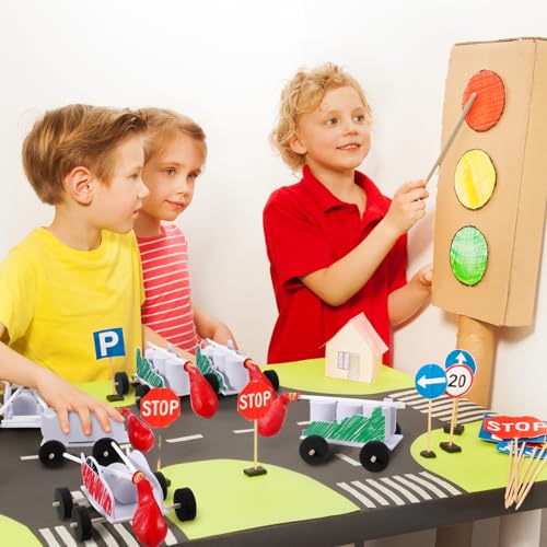 10 Sets Balloon Power Car Kits DIY Balloon Powered Recoil Car Set Stem Assembly Set for Kids Classroom Stem Educational and Science Activities