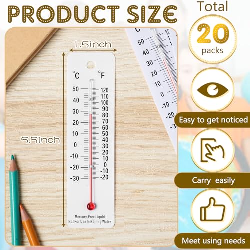 Maitys 20 Pcs Science Thermometers Mercury Free Student School Supplies Boiling Point Dual Scale Thermometers for Classroom Teaching Tools (White) - color: White
