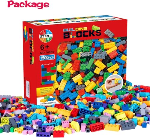 1500 Pieces Building Bricks for Kids, Classic Building Bulk Blocks - color: 1500 Pcs