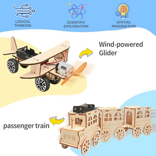 STEM Toys for Kids Ages 8-13, 6-in-1 Wooden Building Kit, 1-Pack