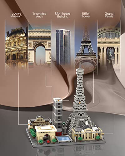 dOvOb Architecture Paris Skyline Micro Mini Blocks Building Set, 2324 Pieces Bricks,3D Puzzle Collection Model Kit, Office Home Decor as Gift for Adults or Kids