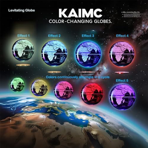 Magnetic Levitation Floating Rotating World globe for children With Colored Lamp And Touch Switch For Men Boss Cool home/Office Decor unique Gifts Or Kids Desk Tech accessories Gadget teenage Toys - color: Black Glow Color-Changing