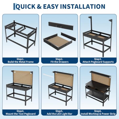 48 in Heavy-Duty Garage Workbench Work Table with 2 Drawers