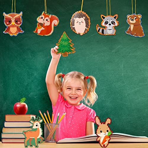 Pajean 10 Pcs Kids Lacing Cards Double Sided Animal Sewing Cards Kits 10 Styles Lacing Toy Crafts for Toddler Ages 6+ Developing Imagination Preschool Learning Activity Supplies(Forest Animals Style) - style: Forest Animals Style