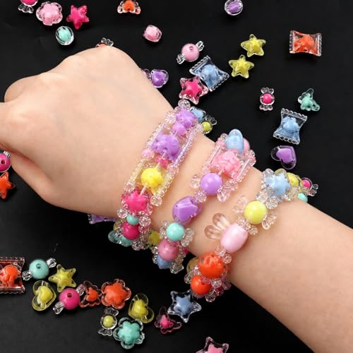 ZLFSRQ Acrylic Candy Beads 250g Assorted Kandi Beads for Jewelry Making