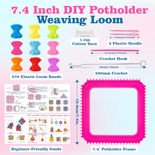 FlashFable Weaving Loom Kit for Kids, 270 Colorful Loops in 9 Colors - color: Weaving Loom Kit - Multicolor (9 Colors)