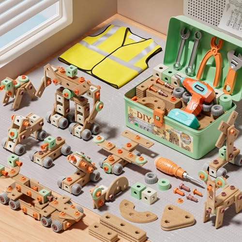 CUTE STONE 168Pcs Kids Tool Set with Electric Drill Toy, Building Kit