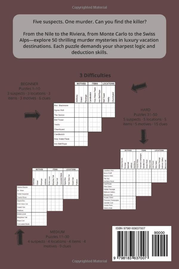 Logic Grid Puzzle: Crime Murder Mysteries Around the World: Locked Room Murder Mystery Logic Puzzles | from easy to hard | for adults, teens and ... | 120 pages | 6x9 inces On-The-Go Edition